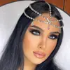 Cadena de Frente Multicapa Estilo Étnico con Colgante de Gota de Agua Cadena para el Cabello con Pedrería para Fiesta Accesorios