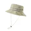 Chapéu de Pescador de Sarja Desgastada com Cordão para Verão para Mulheres, Estilo Acampamento ao Ar Livre e Chapéu de Montanhismo para Homens, Chapéu de Proteção Solar ao Ar Livre