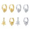 S925 agulha de prata europeu e americano na moda luz de luxo círculo orelha fivela brinco geométrico em forma de coração estrela diamante-embutido personalizado all-match brincos