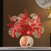 Ornamento de Vaso de Cerâmica para Residência Quente de Luxo Leve Decoração de Flores Artificiais para Sala de Estar Gabinete de TV Presente para Casa Nova