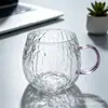 Taza de vidrio martillado de alto borosilicato con asa, adecuada para preparar té, taza de vidrio resistente al calor para uso doméstico, taza de agua, taza de té y taza para invitados para la sala de estar