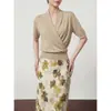 2026 Verano Nuevo Estilo Casual Tencel Manga Corta Perezoso Versátil Top Ropa para Mujer Distribución al por Mayor