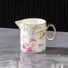 Conjunto de Café Luxuoso em Porcelana de Osso com Bordas Douradas, Estilo Pintura a Tinta Transfronteiriça, com Xícaras, Pires, Bule Grande, Conjunto para Chá da Tarde, Conjunto para Chá de Ervas e Conjunto para Água