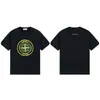 Camiseta Pesada Stone 260g com Estampa de Bússola com Logo, Caimento Solto, Estilo Tendência para Casal, Manga Curta, Unissex