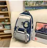 Mochila de Dibujos Animados Linda en Azul Marino y Gris con Gran Capacidad, Múltiples Compartimentos y Diseño Antirrobo, Versátil para Estudiantes de Primaria y Secundaria