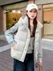 Chaleco casual de algodón con capucha, grueso y versátil, a la moda para mujer, estilo otoño e invierno, corte holgado, abrigo con hombros abullonados