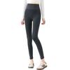 Leggings de Algodón con Rayas Verticales Negro-Gris para Mujer, Adecuados para Usar Afuera en Otoño e Invierno, Acanalados, Cálidos, de Cintura Alta, Estilo con Pie, Leggings de Entrepierna Abierta