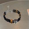 Pulsera de Estilo Retro Oscuro de Moda Popular Mariposa Tinta Luz de Luna Nicho Masculino Fresco Regalo para Pareja Estudiante Pulsera