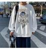 Suéter de manga larga para hombre, primavera y otoño, estilo coreano, moderno, holgado, estilo Hong Kong, moderno, con estampado de astronauta, abrigo de talla grande.