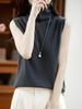 Chaleco de Punto sin Mangas con Cuello de Pelo para Mujer, Nuevo Top de Lana Pura para Principios de Otoño, Suéter Versátil para Usar por Encima