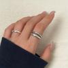 Anillo de Plata S925 Geométrico Simple Alambre Retorcido de Doble Capa Anillo Grueso Brillante Trenzado de Cáñamo Anillo Popular en Ins Joyería J9727