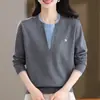 Blusa de Tricô Elegante para Mães de Meia-Idade - Nova Moda 2026 - Suéter Básico de Primavera e Outono para Mulheres de Meia-Idade