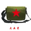 Bolsa de lona con logo mochila para actividades bolsa conmemorativa roja sirviendo al pueblo bolsa militar de cinco estrellas bolsa de mensajero al hombro