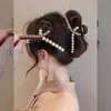 Presilha Agarre Feminina 2024 Nova Clip Tubarão de Alta Qualidade Acessório de Cabeça Grampo de Cabelo Pérola de Luxo Leve Traseiro para Mulheres