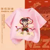 Camiseta de Manga Corta para Niños 2025 Nueva Ropa de Verano para Niños Nazha Top de Media Manga Ropa Occidental de Verano para Niñas