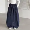 Pantalones casuales holgados de pierna ancha para niñas, estilo coreano, de cintura media, largos, con retazos grises, versátiles para primavera y otoño