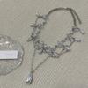 Colar de borboleta com strass de alta qualidade, pingente de gota d'água e franja de pérola para mulheres, novo design de temperamento doce, corrente para clavícula
