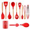 Juego de Utensilios de Cocina de Silicona Negra de 11 Piezas con Tubo de Almacenamiento y Cuchara Colador de Huevos con Almohadilla