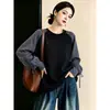 Sudadera de manga raglán a cuadros para mujer, capa base, primavera/otoño 2026, talla grande, para mujeres de talla grande, adelgazante, sentido del diseño, top de amarre