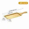 Plato Rectangular de Acero Inoxidable Coreano con Asa Plato Dorado para Barbacoa Fondo Plano Plato para Carne Plato para Bistec Occidental Comercial
