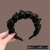 Nueva Elegante Diadema Negra Plisada para Mujer, Popular en Redes Sociales, Hace que la Cara Parezca Más Pequeña, Adecuada para Lavarse la Cara y Salir, Accesorio de Cabello de Moda