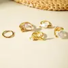 Moda de Joyería Transfronteriza Europea y Americana Anillo de Perla de Forma Especial Barroca Juego de Anillos Geométricos Asimétricos de Ins