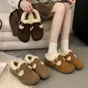 Zapatos Birkenstock que aumentan la altura para mujer 2026 invierno nuevos suela gruesa con forro de terciopelo cálidos zapatos de algodón slip-on zapatos peludos mocasines