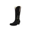 Botas Western Cowboy Novo Estilo, Botas da Moda com Rebites, Botas de Equitação de Cano Alto Bordadas, Botas de Salto Médio, Tamanho 40-43, Wish Boots