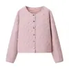 Venta Caliente Transfronteriza de Aliexpress Nueva Moda Primavera 2026 Versátil Elegante Cuello Redondo Chaqueta Acolchada con Patrón de Rombos