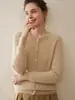Cardigan Tricotado Gola Redonda 100% Caxemira Pura Outono e Inverno Feminino Outono e Inverno Retrô Torcido Curto Suéter Jaqueta