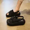 Sandalias de Tira Única con Suela Gruesa y Punta Abierta de Lujo Ligero para Mujer, Nuevas Sandalias Casuales Tejidas con Hebilla de Verano 2026 para Mujer