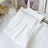 Calças Cigarrete Versáteis de Cintura Alta Finas para Primavera e Verão com Cintura Elástica, Calças Casuais Retas Cropped Femininas Primavera 2025