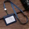Ventas Directas de Fábrica Transfronterizas Porta Tarjetas de Dos Capas de Piel de Vaca Genuina Correa con Hebilla Telescópica Porta Insignia de Cuero para Trabajo de Enfermera de Cuello Blanco