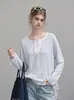 Camiseta azul a rayas de estilo francés, holgada, de manga larga para mujer, estilo fino y relajado, top transpirable