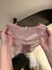 Tanga de Malla Hueca Estilo Francés para Mujer de Cintura Baja Sexy Color Sólido Satén Calzones Transpirables Algodón en la Entrepierna Estilo Delgado 2840A