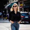 Camisa Blanca Nueva de Primavera y Otoño para Mujer Camisa Holgada de Manga Larga Ropa de Trabajo para Mujer de Comercio Exterior Estación Independiente Europea y Americana Transfronteriza