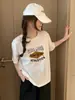 Camiseta de Algodón Copo de Nieve de Verano con Cuello Redondo, Corte Ajustado, Mangas Cortas Versátiles, Suministro Directo del Fabricante, Disponible para Dropshipping