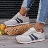 Zapatos Deportivos Casuales Transpirables de Tela de Color Combinado de Gran Tamaño para Mujer, Moda Europea y Americana, Versátiles para Viajes y Correr, Ligeros