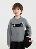 Suéter para Niños Wuli Bu Yi Invierno Nuevo Estilo Mezcla de Lana Jacquard Gato Muñeco Cálido Lindo Cuello en V para Niños