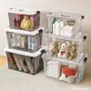 Caja de almacenamiento transparente, caja de almacenamiento de plástico, organizador para la vuelta a clases, caja de almacenamiento portátil de capacidad extragrande para ropa y juguetes.