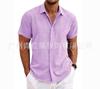 Camisas de Lino para Hombre, Camisetas Retro de Manga Corta, Camisas Sueltas de Talla Grande para la Playa