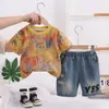 2026 Nuevo Traje de Verano para Niños Ropa Nueva de Niños Verano Manga Corta Pantalones Cortos de Moda Niños Mayoreo Comercio Exterior