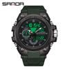 Reloj Sanda SANDA3302 para hombre, nuevo, de moda para estudiantes, con esfera grande, multifuncional, pantalla dual, reloj electrónico resistente al agua.