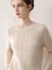 Suéter de Cachemira Cuello Redondo 100% Otoño e Invierno Nuevo para Mujer Parte de Abajo Retorcida Suéter Grueso Cálido