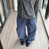 Pantalones rectos de workwear retro americano para hombre, diseño único estilo japonés con bolsillos de doble capa, pantalones casuales con un ambiente moderno