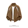 Chaqueta de rayas con cuello mao estilo retro americano para hombre, negra, ligera, transpirable, protectora del sol, chaqueta de béisbol casual deportiva para exteriores, algodón