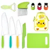 Juego de Cuchillos de Cocina de Plástico para Niños, Moldes para Galletas, Delantal Estampado de Papa, Guantes, Cuchillo Ondulado para Papa, Tabla de Cortar, Traje