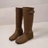 Botas de caballero estilo coreano, versátiles, nueva colección de otoño, botas con hebilla de cinturón, botas que estilizan a media pantorrilla, moda 2026, estilo retro para mujer