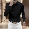 Camisa versátil elegante y sofisticada para hombre, de manga larga, estilo business casual, corte slim fit, sin costuras, con elástico y resistente a las arrugas, botones ocultos
