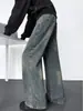 Jeans masculinos de corte justo estilo americano, calças compridas casuais retas e largas para primavera e outono, calças da moda high street para homens